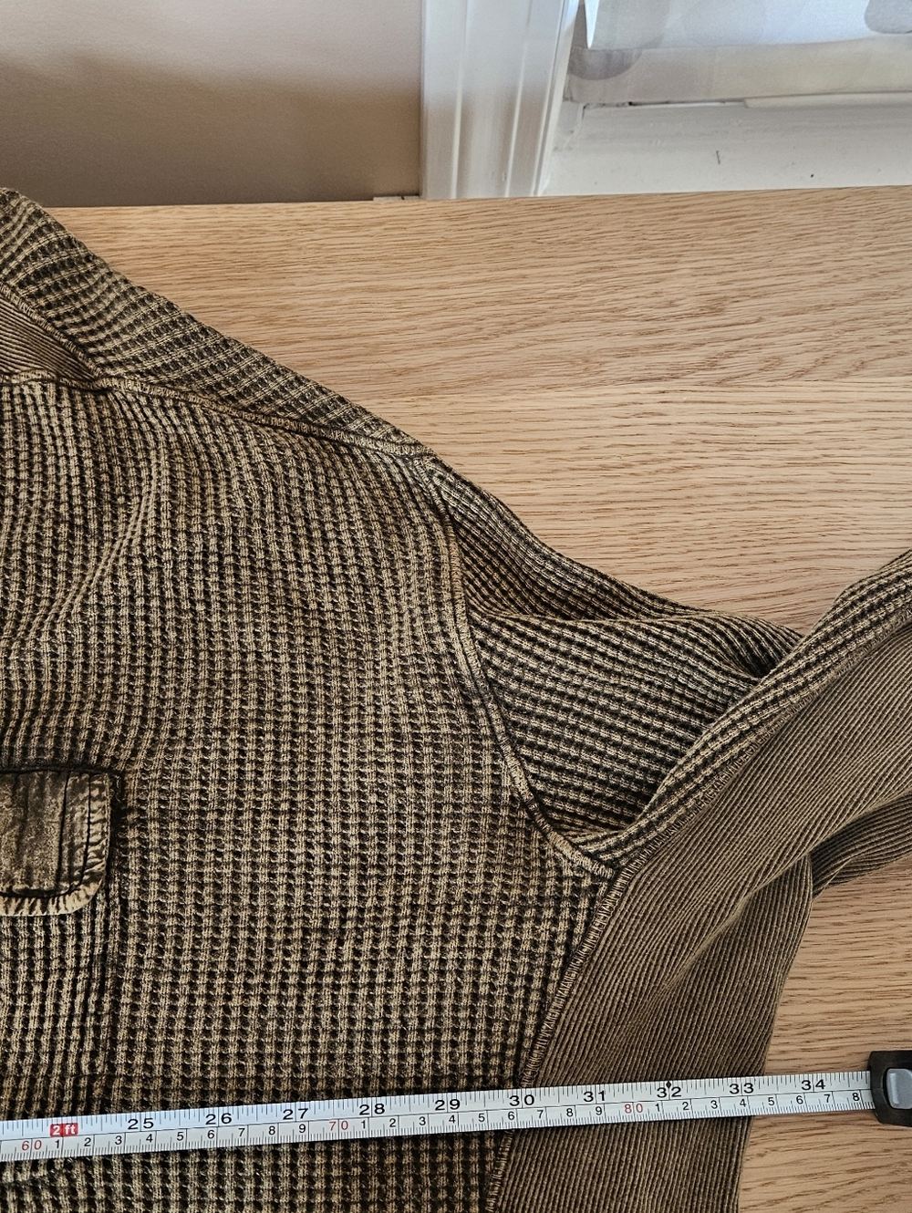 Free People One Scout Dip Dye Jacket Oversized Waffle Knit Cotton Olive Size L - Picture 8 of 11